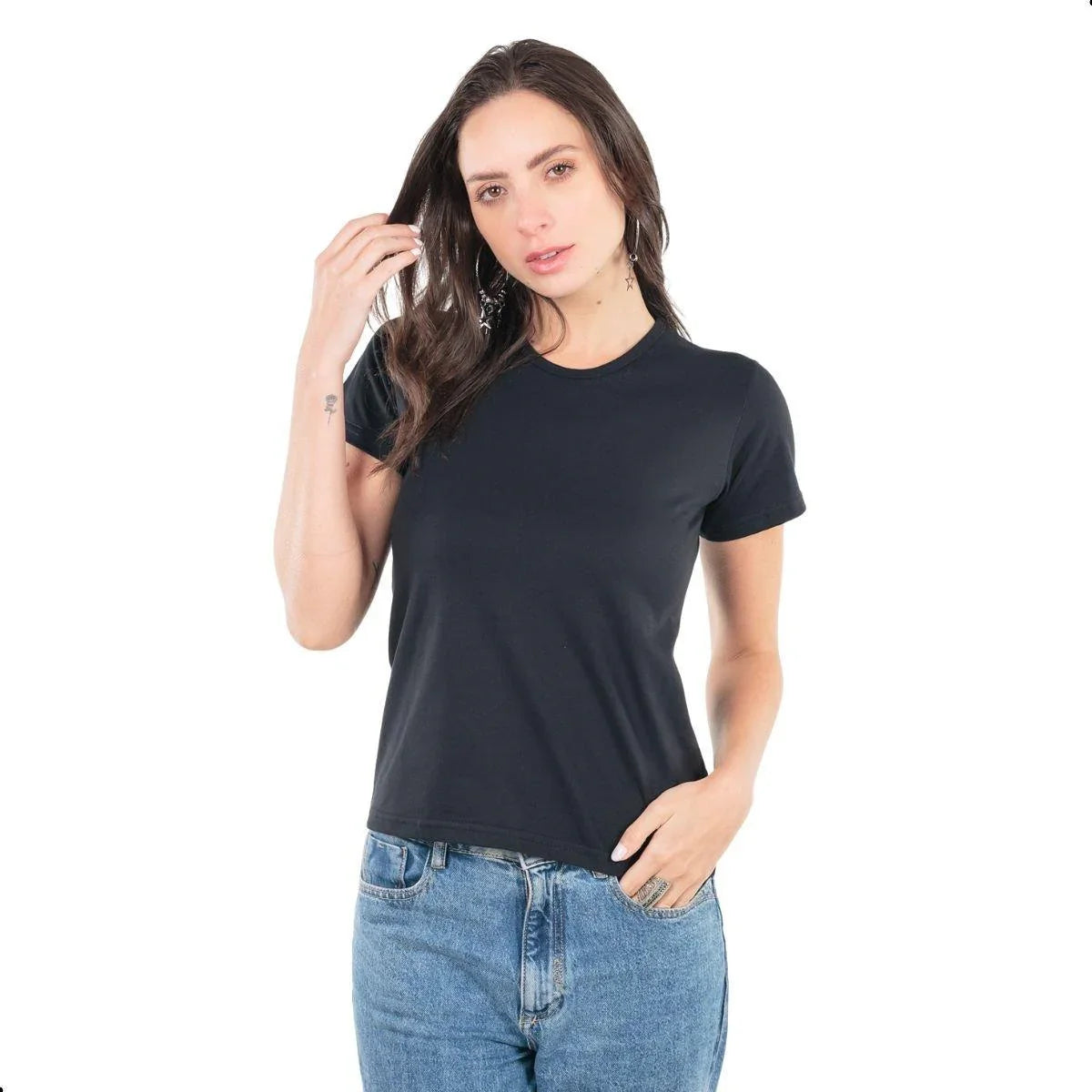 Camiseta Baby Look Algodão Personalizada Feminina Premium - Studio Silk Flow
